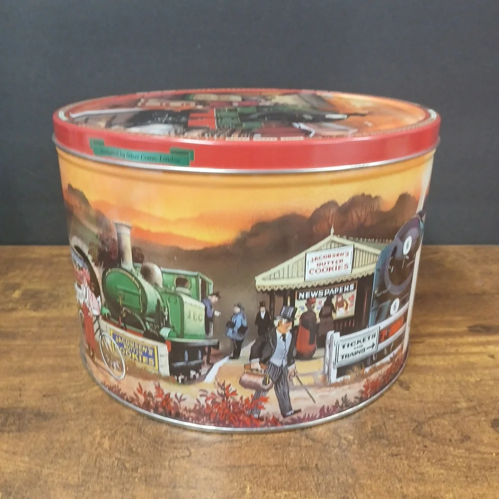 Jacobsen's Trains Imported Danish Butter Cookie Collectible Tin, Empty 9 x 6.25